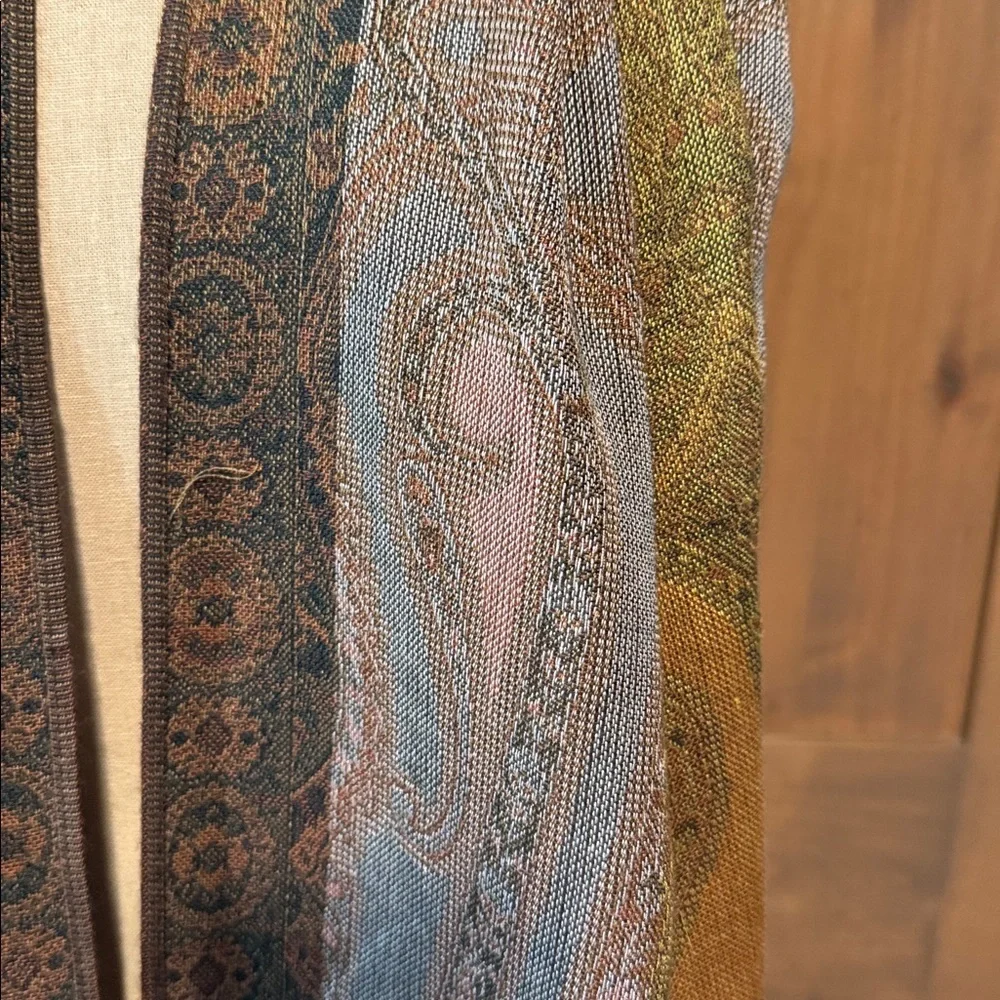 Scarf wrap Womens 21X70’ Fringe Floral Bohemian Gold brown pink green luxury